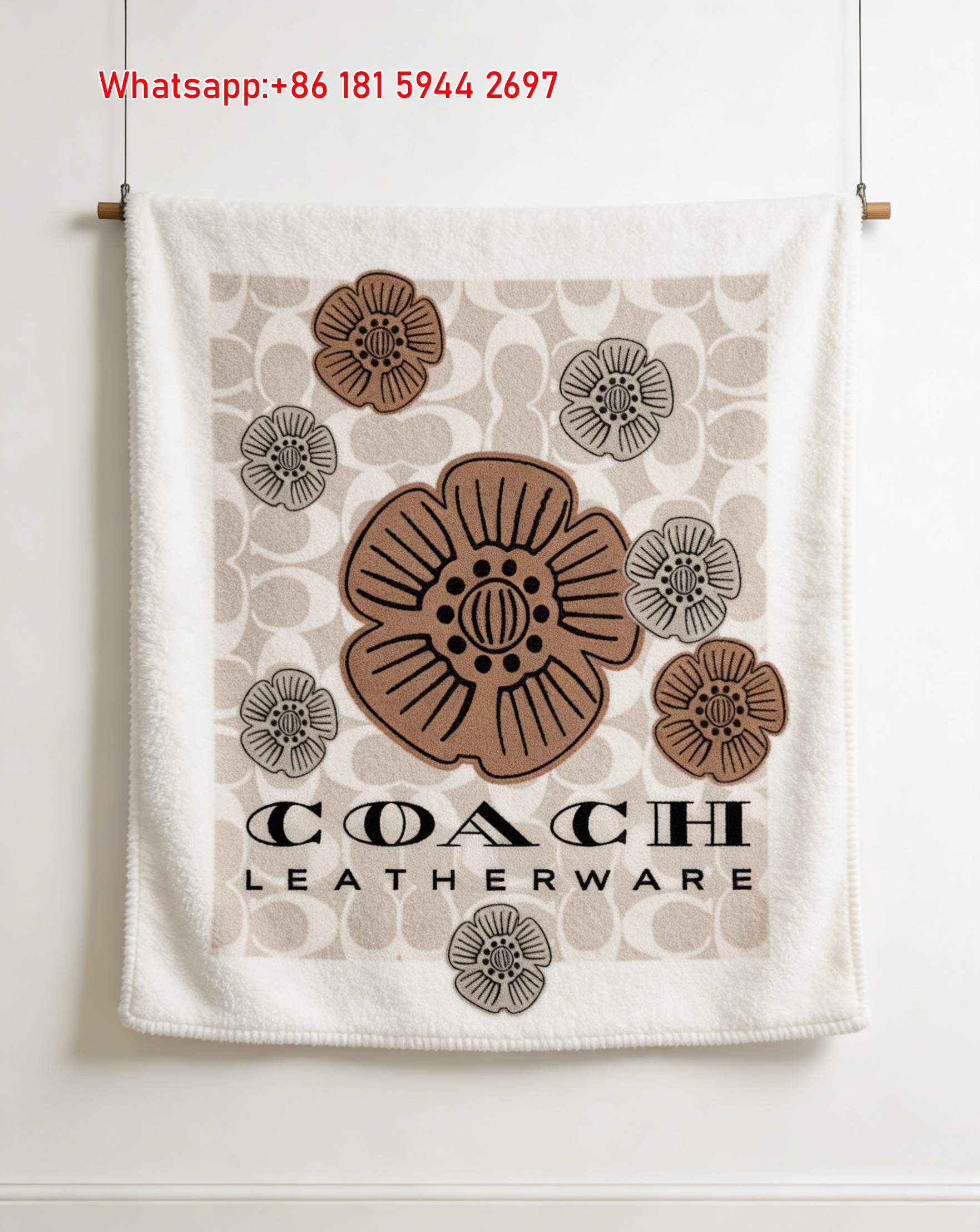 Coach Floral Print Flannel Fleece Throw Blanket Leatherware Couch Blanket C004